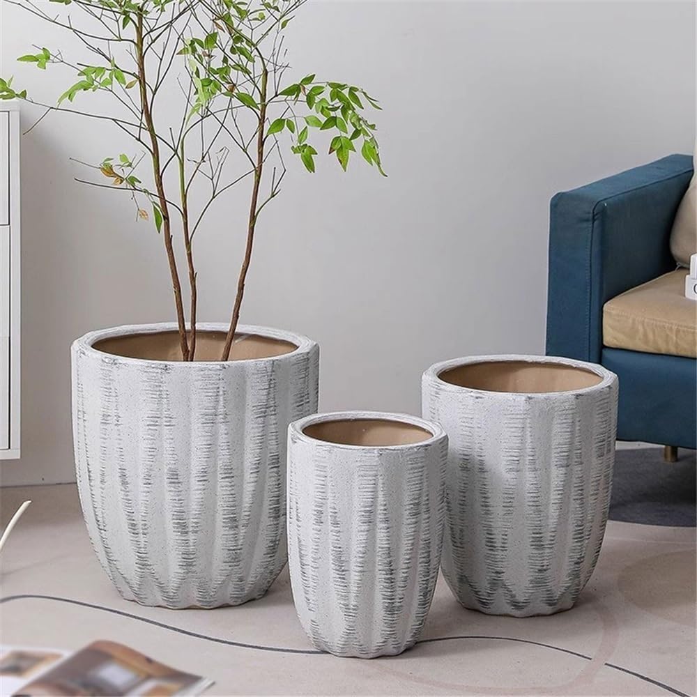 Doniczka ceramiczna duży kaliber donica podłogowa do wewnątrz i na zewnątrz doniczki z otworami drenażowymi pojemnik geometryczna tekstura doniczki doniczka