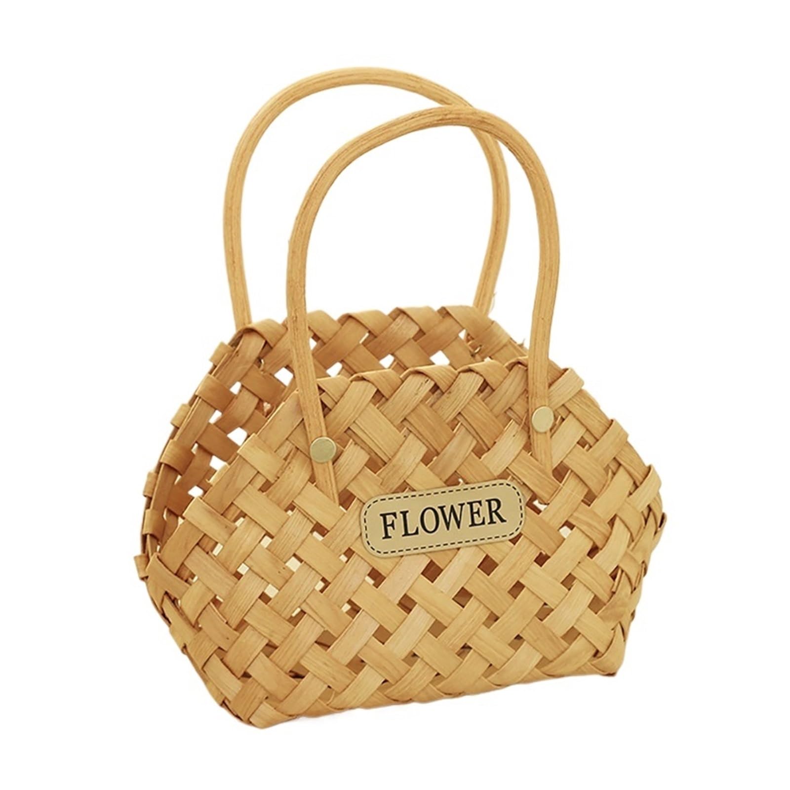 Hand-woven Rattan Flower Basket Household Storage Holiday Decorations Modern Handicrafts(Color 1)
