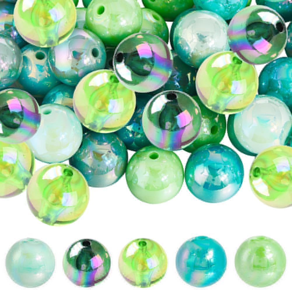 50Pcs 5 Colors Pink AB Beads Valentine's Day Beads Bulk 20mm Romantic Round Acrylic Holiday Multicolor Bubblegum Gumball Beads for Crafts Jewelry Making Bracelets Necklaces Home Decoration