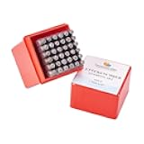 PH PandaHall 36 Pcs Letter and Number Metal Stamp Set, 1/20 inch 1.5mm Alphabet A-Z and Number 0-9 and Symbol, Iron Uppercase Stamps Punch Press Tool for Imprinting on Metal Jewelry Leather Wood