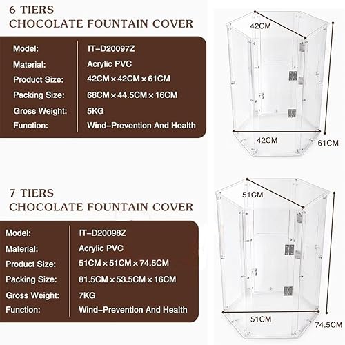 Miniatura 5 de Cubierta de fuente de chocolate de 4 a 7 niveles, cubierta de torre de fusión de fuente de chocolate de PVC, a prueba de polvo y viento, para