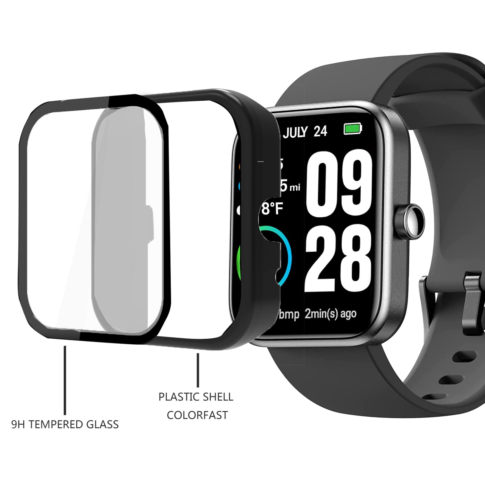 ID206 Case, Lamshaw Hard PC Case with Tempered Glass Screen Protector Compatible with AOKESI, HAFURY, LETSCOM, Dirrelo, LATEC, YAMAY, EEFINITE, Konitee ID206 1.69