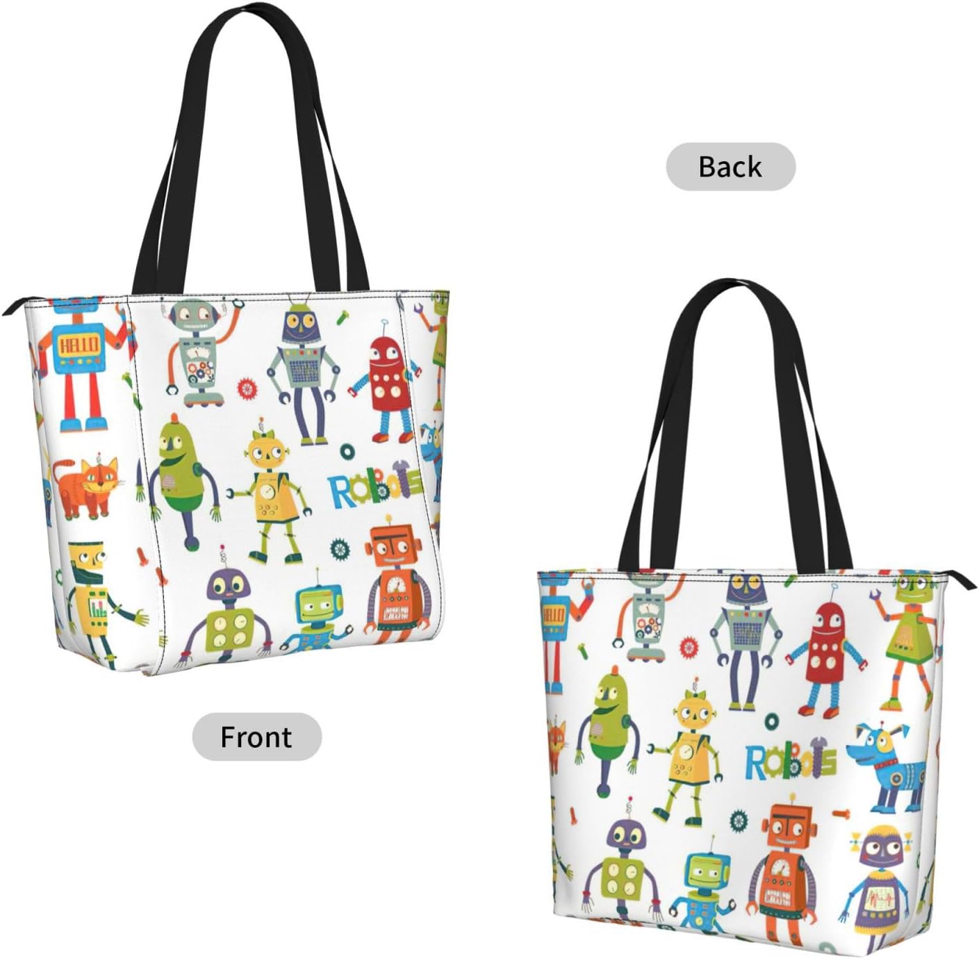 Cute Cartoon Robots Print Women Yoga Bag One Shoulder Lightweight Large Capacity Daily Workout Outdoor image 2