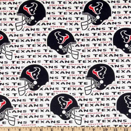 NFL Cotton Broadcloth Houston Texans White/Navy, Quilting Fabric by the Yard