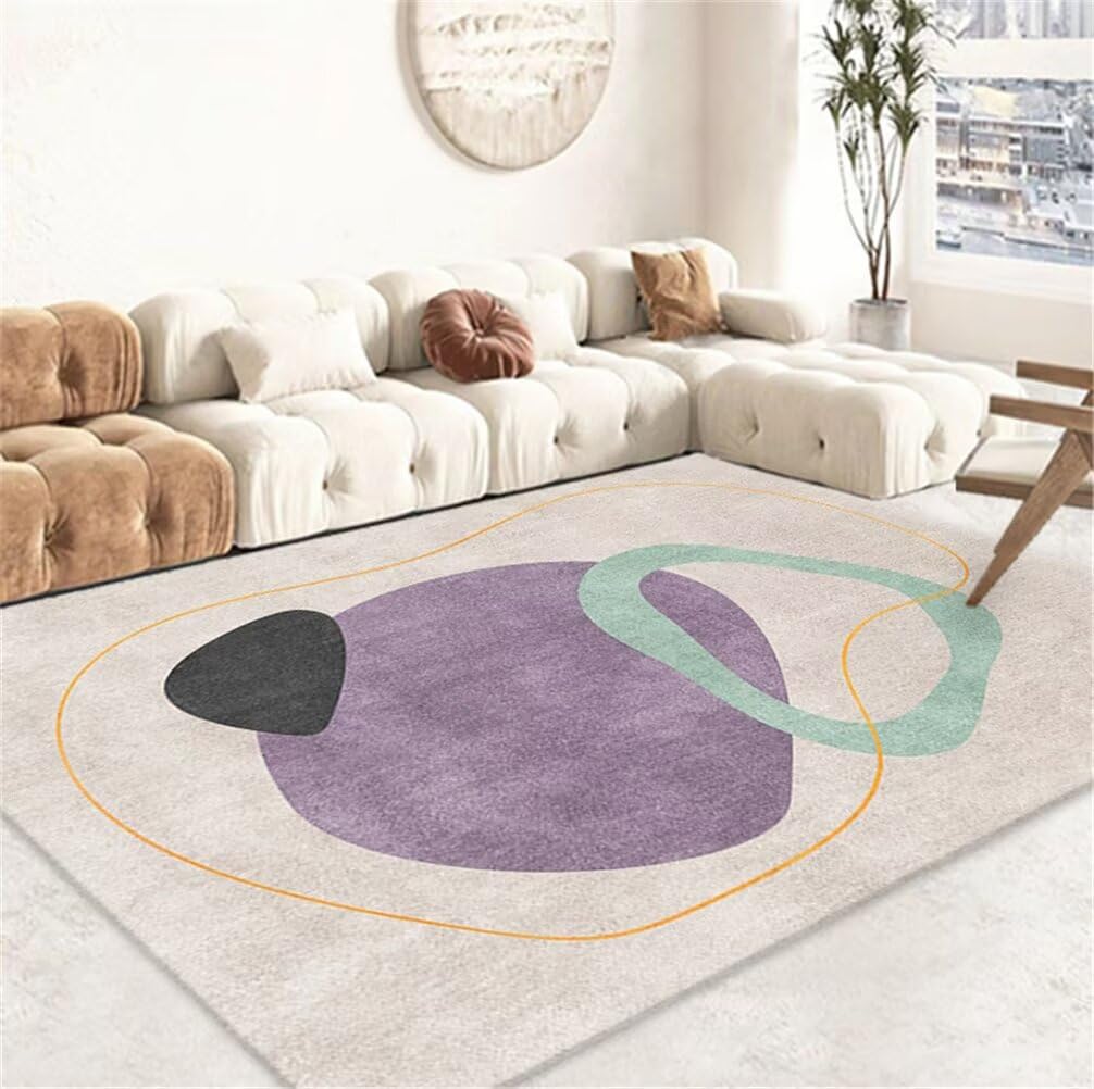 Grand tapis de chambre 300x400cm gris et violet pour grand couloir ou salon