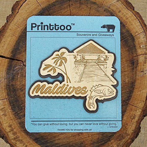 Printtoo Maldives Engraved Fridge Magnet Souvenir Wooden Gift Collectibles #TOP2