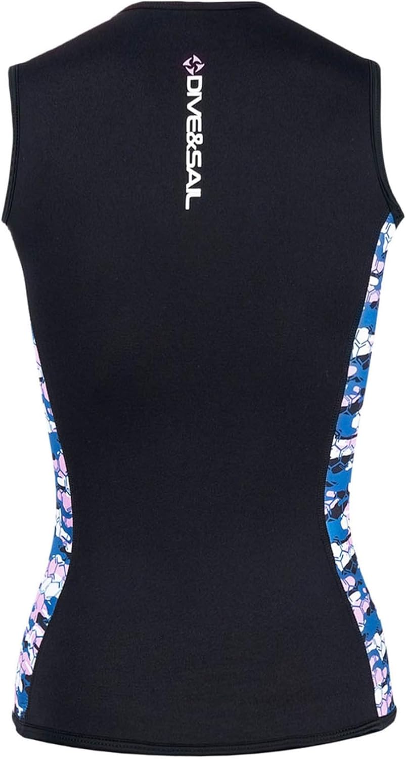 TiaoBug Women 3mm Neoprene Jacket Sleeveless Tops Front Zipper Diving Suit Aerobics Surfing Watersports Black Medium