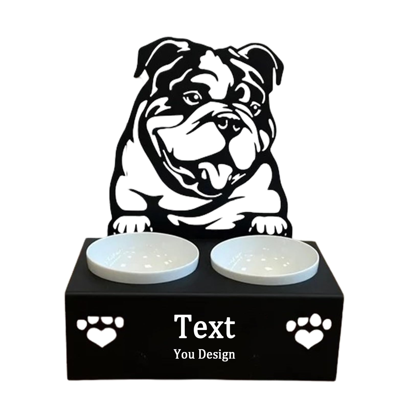 Cuenco personalizado para perros, plato elevado antideslizante para mascotas con diseño grabado, tamaño pequeño, mediano, grande, cuenco duradero para alimentos y agua para todas las razas (bulldog)