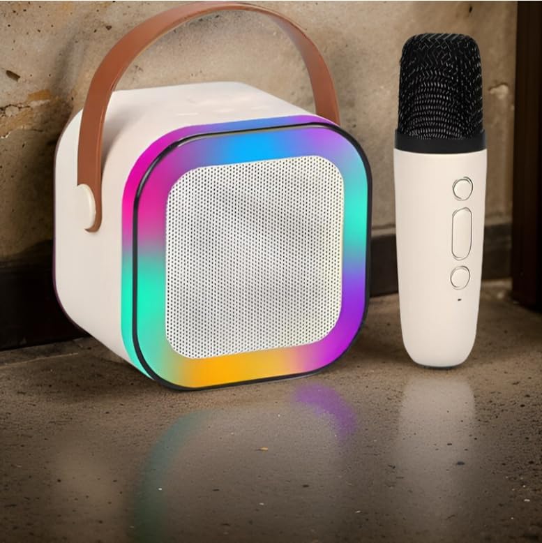 Image of K12 Wireless Karaoke mic with Speaker Bluetooth: Bluetooth-Enabled Wireless Karaoke Mic Speaker with Multiple Compatibility Modes, RGB Lighting, and Party Speaker 1