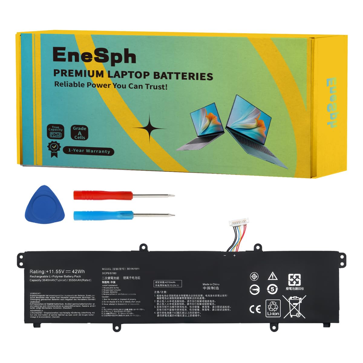 B31N1911 Laptop-Batterie Compatible avec ASUS VivoBook Flip TM420I TM420IA TM420U TM420UA K413E S413DA M413D S413JA X413F D413D S433E S433F F413FA F413JA R413D R413DA X421 TP420 TP470E C31N1911