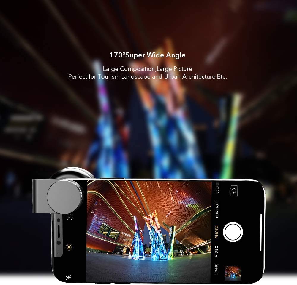 Kit di obiettivi 5 in 1 per fotocamera del cellulare: teleobiettivo 2X, fisheye 195, grandangolo 110°, 10x, marco 170, super grandangolare, per iPhone, Samsung, ecc