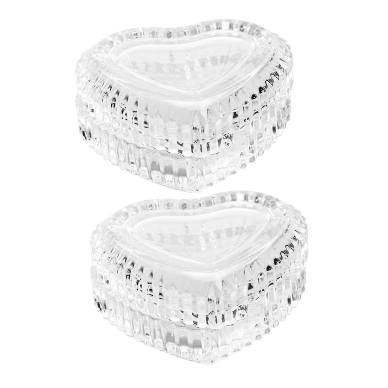 Boîte à bijoux en verre de cœur HANABASS (lot de 2) rangement transparent 12 cm