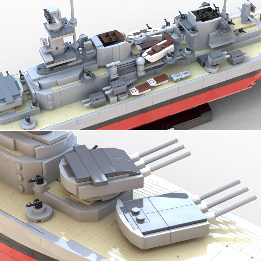 MOC Klemmbausteine Kriegsschiff Modell, 2422 Teile 1/300 Militärisches Seekriegsschiff Technik Schiff Set