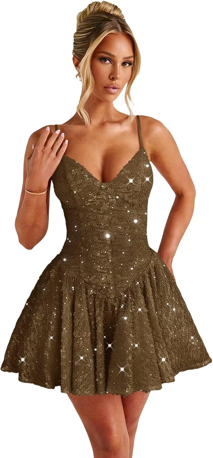 Short Sequin Homecoming Dresses 2026 Sparkly A Line Corset Formal Mini Cocktail Gown