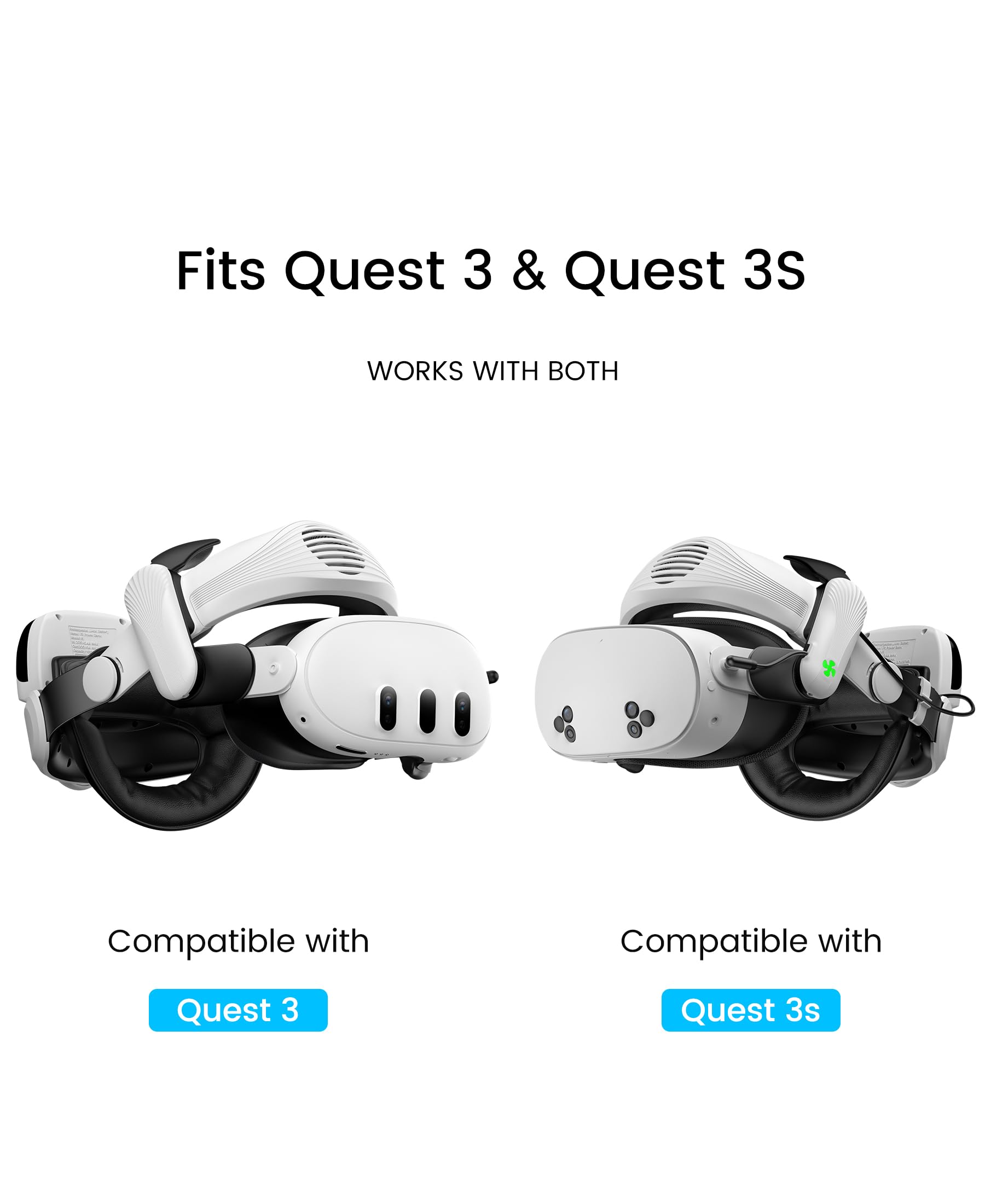 Cinturino magnetico per batteria da 12000 mAh con ventola di raffreddamento per Meta Quest 3/3S, cinturino di ricambio regolabile per Oculus Quest 3/3S, supporto e comfort migliorati e riduce la