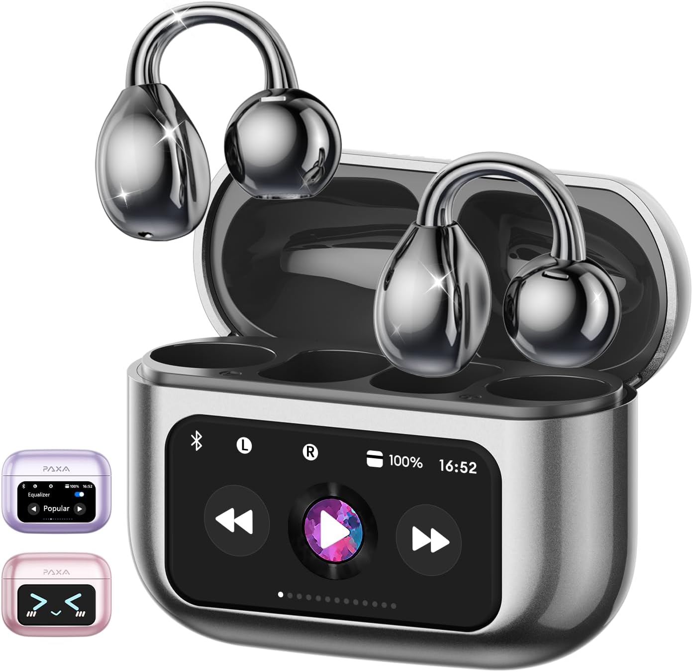 Translation Earbuds Real Time, AI Translator Earbuds 144 Language & Accents, Bluetooth 5.4 Translating Earbuds, Touchscreen Translate Clip On Earbuds for Travel Business Learning, M100 Black