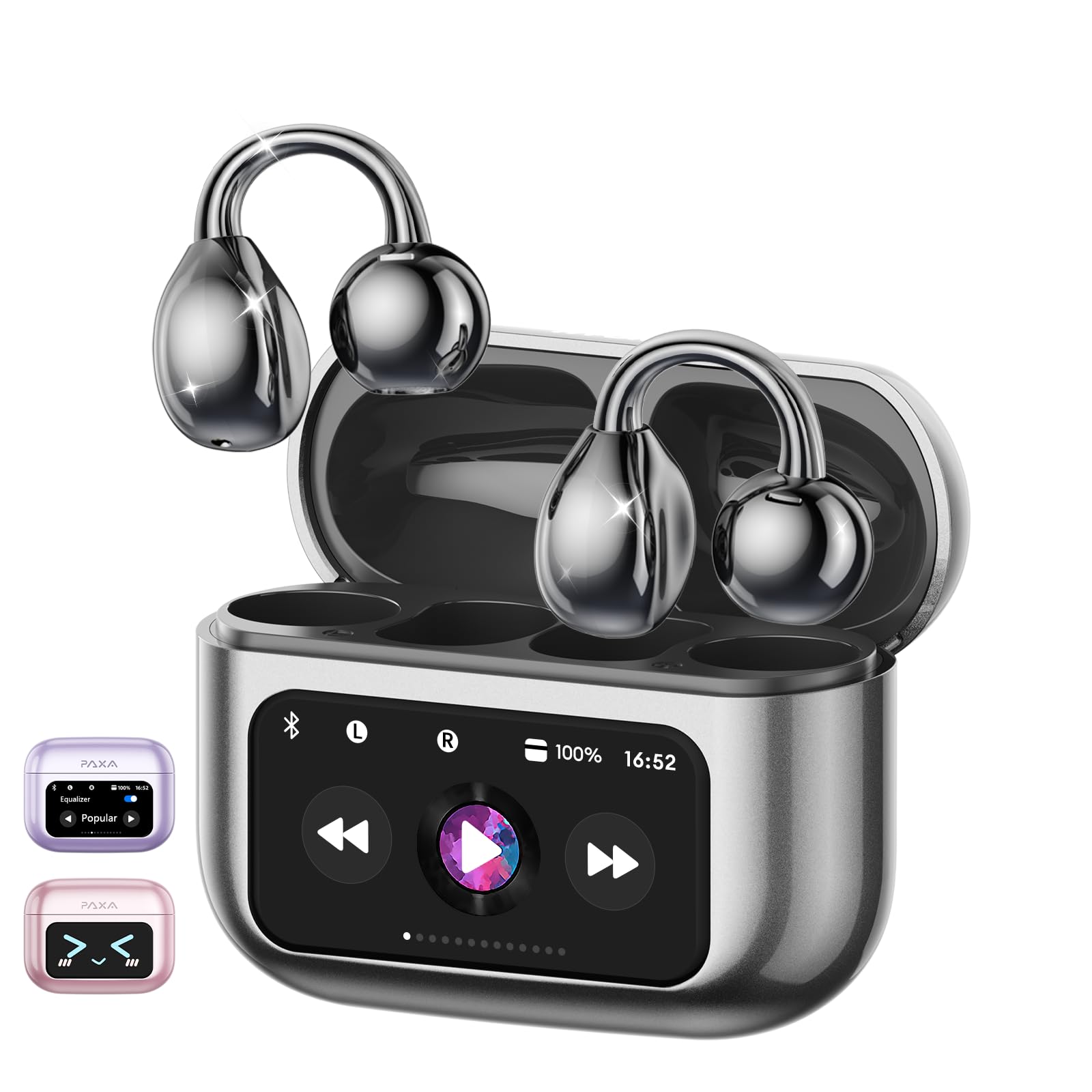 Translation Earbuds Real Time, AI Translator Earbuds 144 Language & Accents, Bluetooth 5.4 Translating Earbuds, Touchscreen Translate Clip On Earbuds for Travel Business Learning, M100 Black