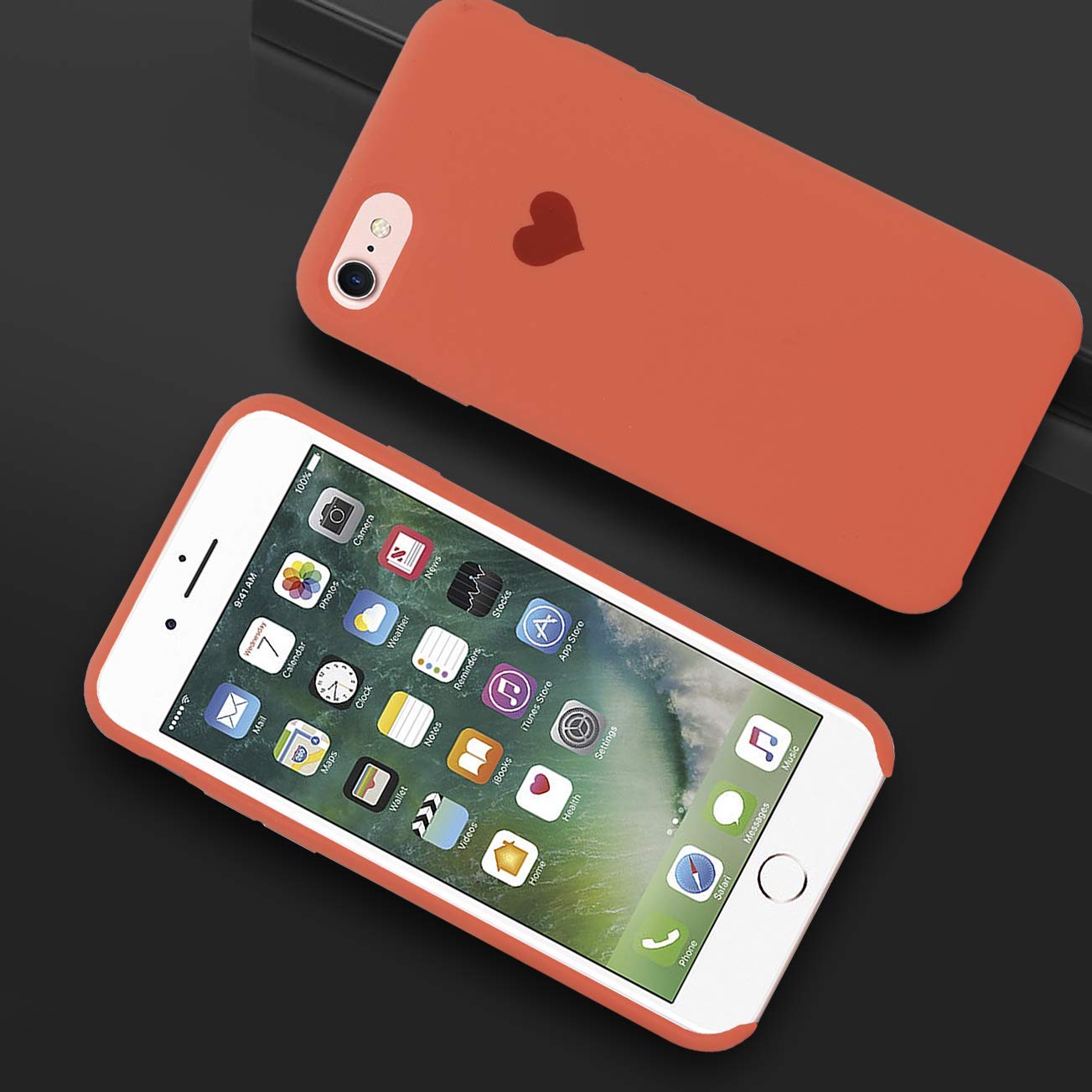 MIDOS Back Cover Compatible With Apple iPhone 7 Plus / 8 Plus - For Girls Case [ Soft | Silicone | Orange ]