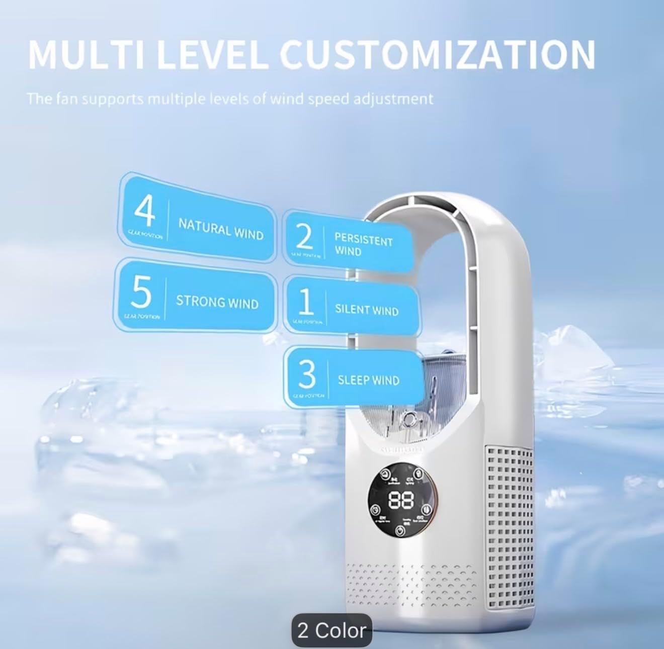 Cool air conditioner bladeless fan with water spray breezes