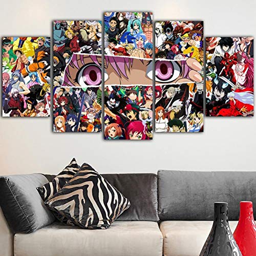Aehoor Modern Art 5 Pièces/Set HD Anime Peinture Toile Murale Picture Salon Bedroom Décor Tableaux Bureau Impression Posters Et Wall Oeuvre DIY Décorations...