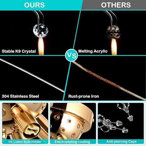 Miniatura 5 de HMVPL Lámparas de techo de montaje empotrado, lámpara de techo moderna de cristal dorado estilo Sputnik con fuegos artificiales cerca del techo,