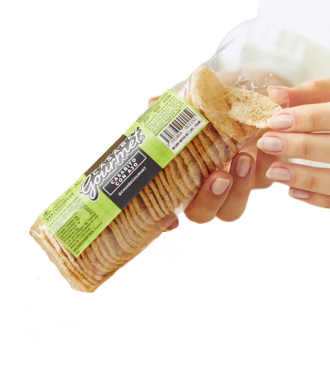 Casabe Gourmet Casabito -Casabe Cracker 6 Pack with Sea Salt and Pepper + 6 Pack with Garlic Flavor 30 units each pack (70gr each), 100% Yuca Root, Vegan, Original from Venezuela (12Pack/840gr TOTAL)