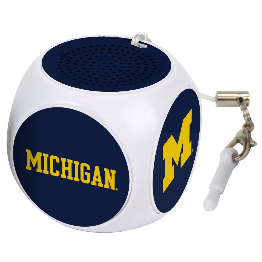 Michigan Wolverines MX-100 Cubio Mini Bluetooth Speaker Plus Selfie Remote - White