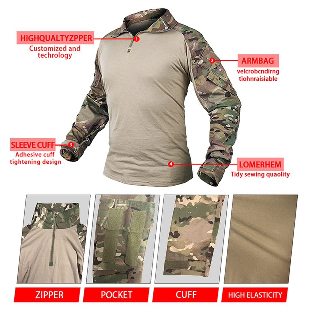 Kombinezon bojowy Camo1 Mundur wojskowy Army Cargo Pants Men Multicam Odzież myśliwska (czarna koszula 3XL)