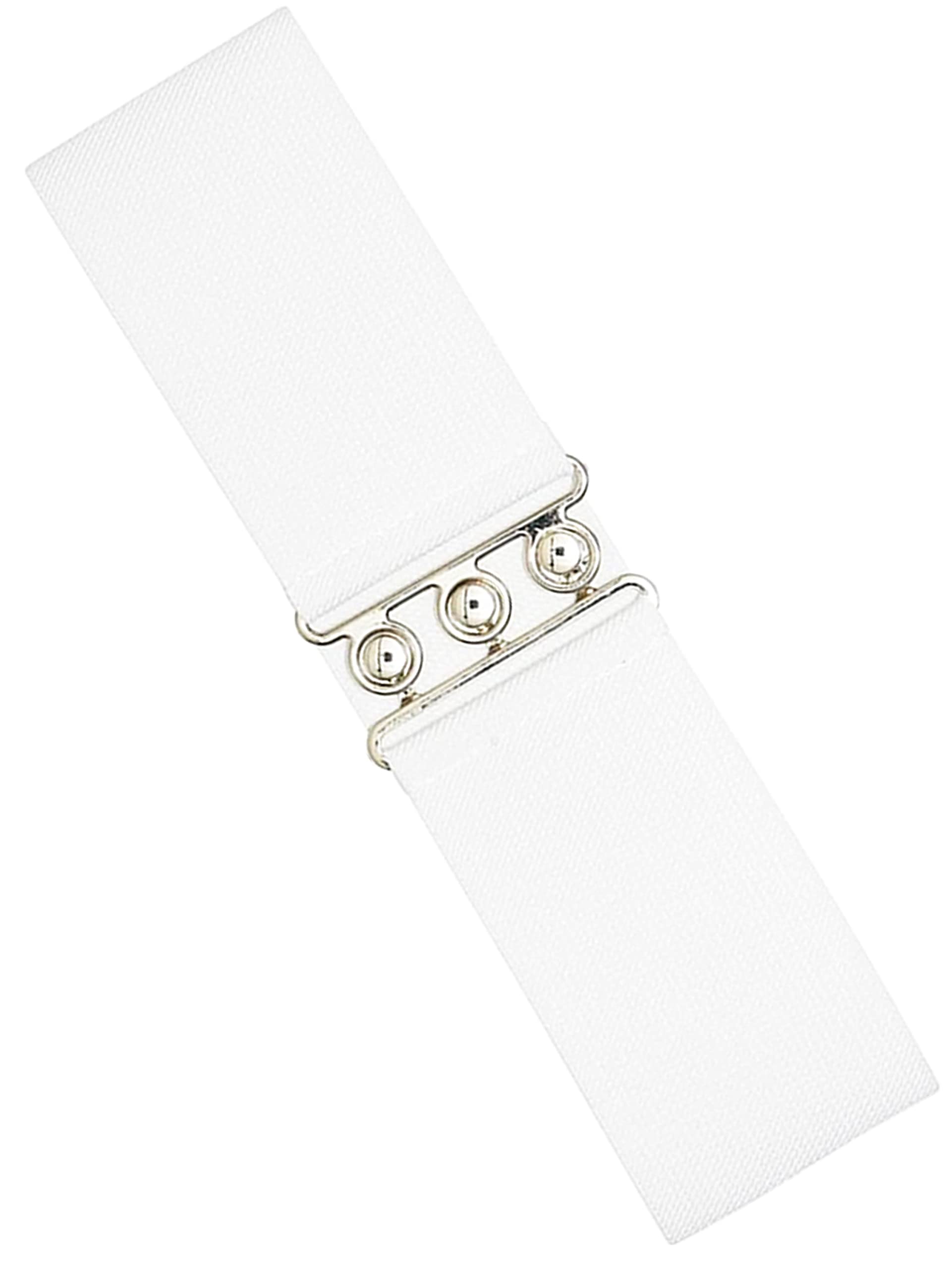 989Zé Enzo Women's White Elasticated Stretch Belts Wide Elastic Stretchy Belt For All Waist Sizes Ez Belts 12 S