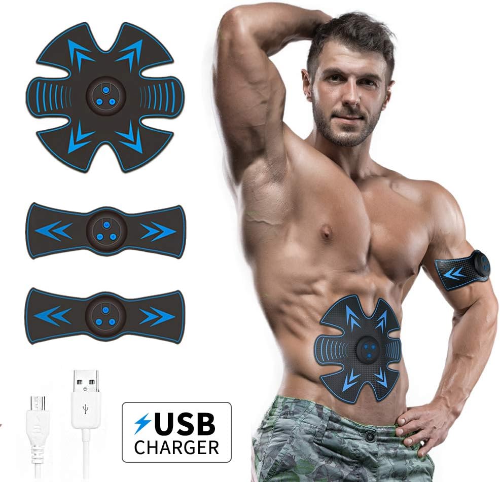 Phenitech Abs Stimulator, Muscle Stimulator EMS Muscle Trainer with USB Rechargeable Abdominal Toning belt-5 Modes & 15 Levels Muscle Toner For Abdomen/Arm/Leg Training