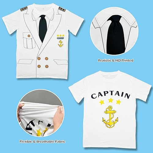 Vista 5 de Novedosas camisetas de capitán de barco para hombre, Yacht Rock, crucero náutico, uniforme, fiesta, disfraz