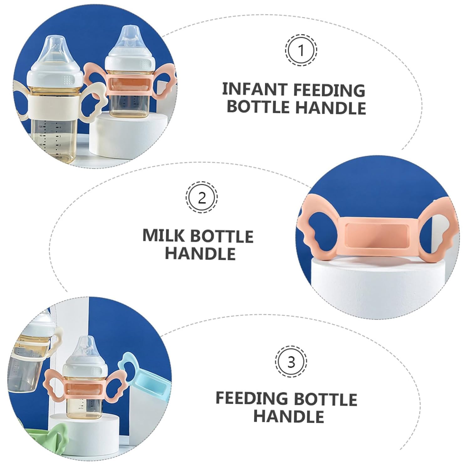 Milk Bottle Handle Silicone Feeder Handle for Newborns Portable Non-Slip Feeding Bottle Accessory Pink Comfort Grip