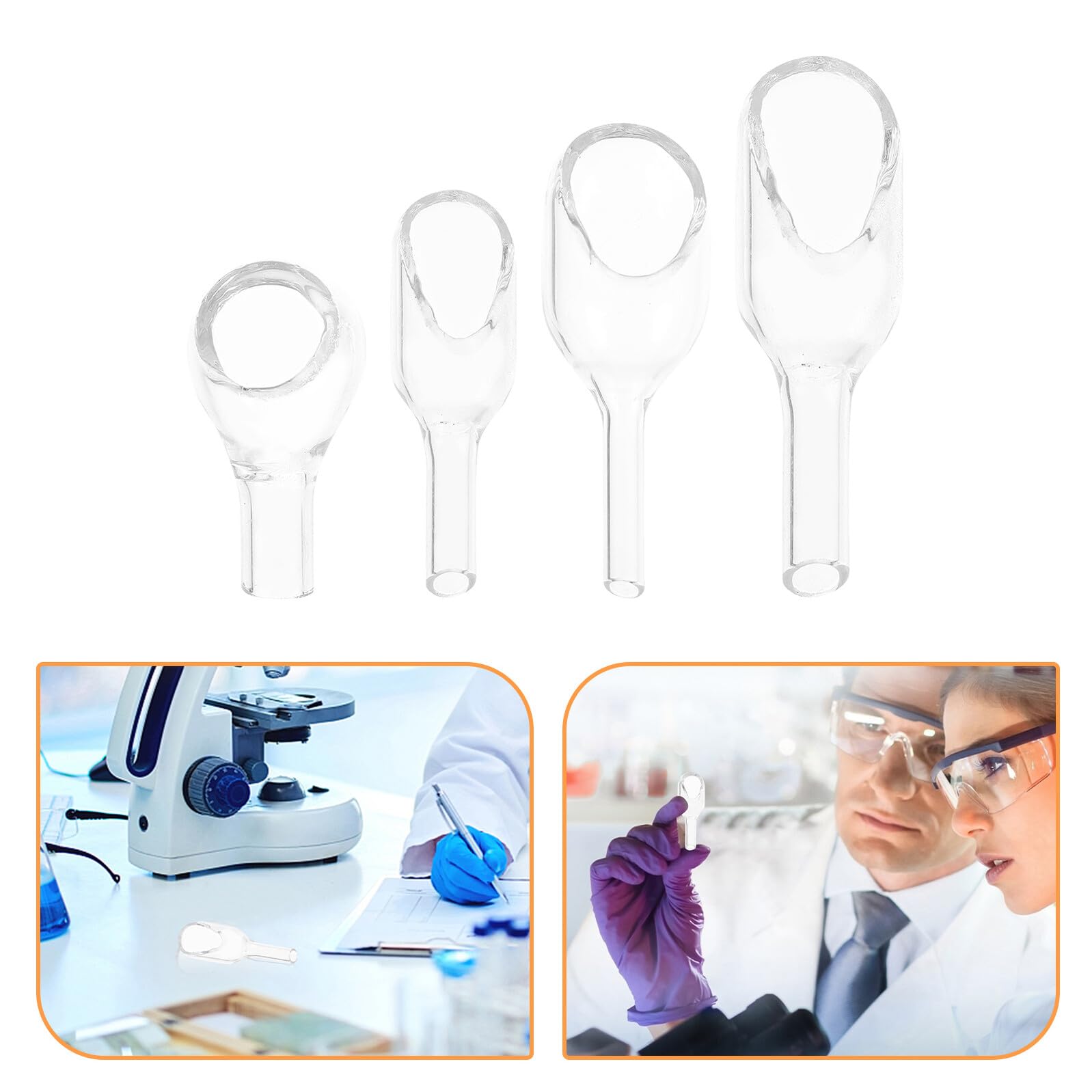 SOLUSTRE Glas Wägeschiffchen 4 Stück Transparentes Laborglas mit 4 Größen (15x25mm bis 25x75mm) – Temperaturbeständige Wägeschalen und Wiegetrichter für Laborproben und Chemische Analyse