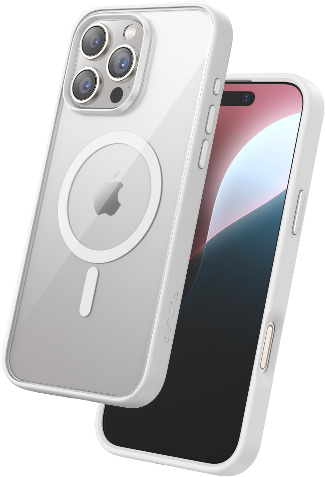 Surtect Tri-Fusion Magnetic for iPhone 16 Pro Case Protective Slim Design Magsafe Compatible Military Grade - White Clear