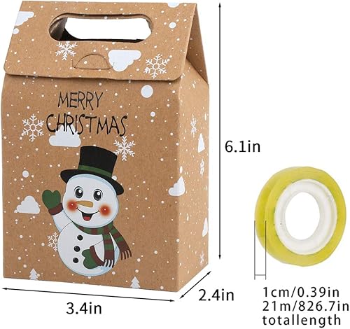 Miniatura 2 de CCINEE 12 bolsas de papel kraft de Navidad, galletas de estraza y bolsas de caramelos, bolsas de papel kraft plegables de Papá Noel con renos de