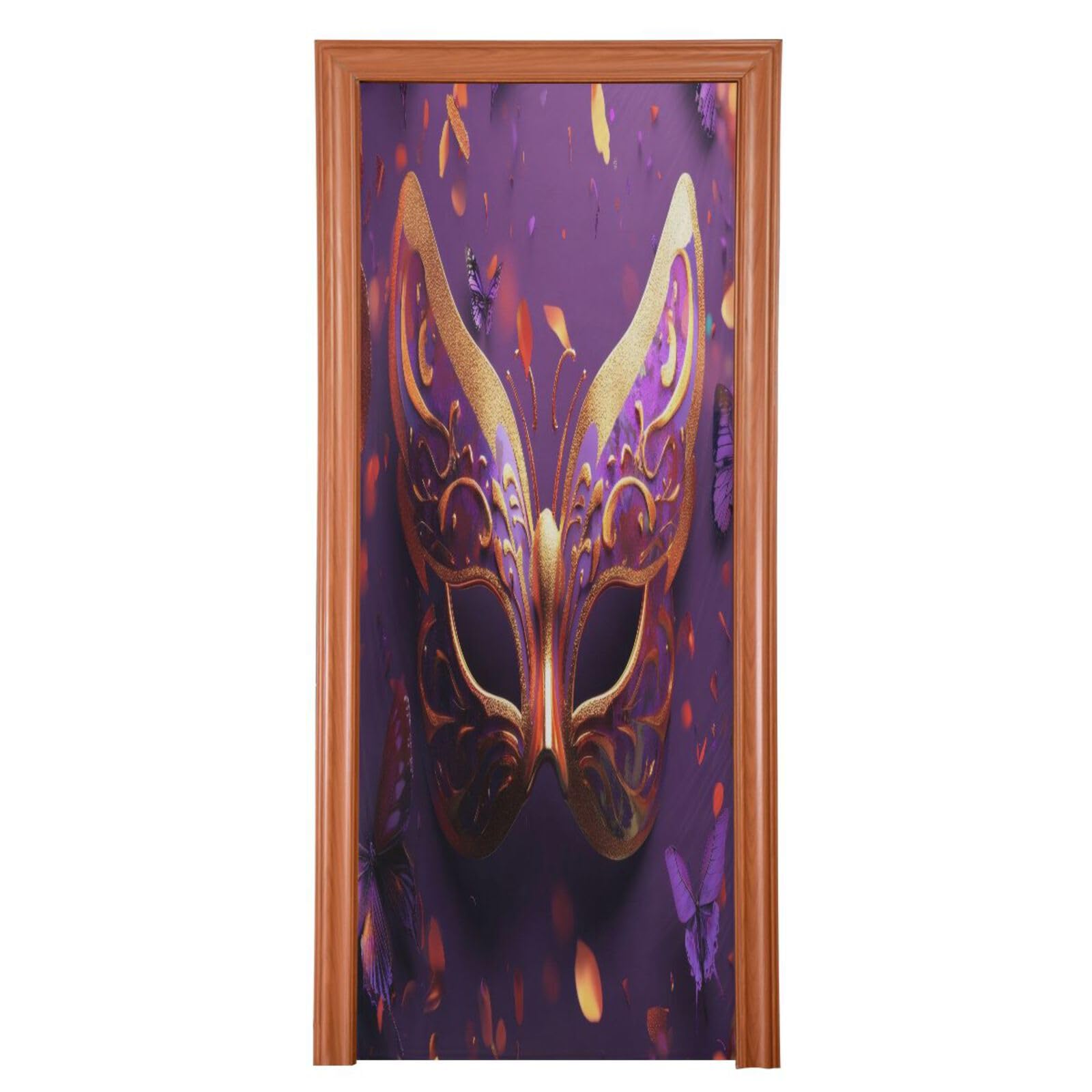 FLildon Masquerade Mask Mardi Gras Door Cover Decoration, Party Accessory Porch Decor for Festive Ornament Room Door Covers 32 x 79 Inch