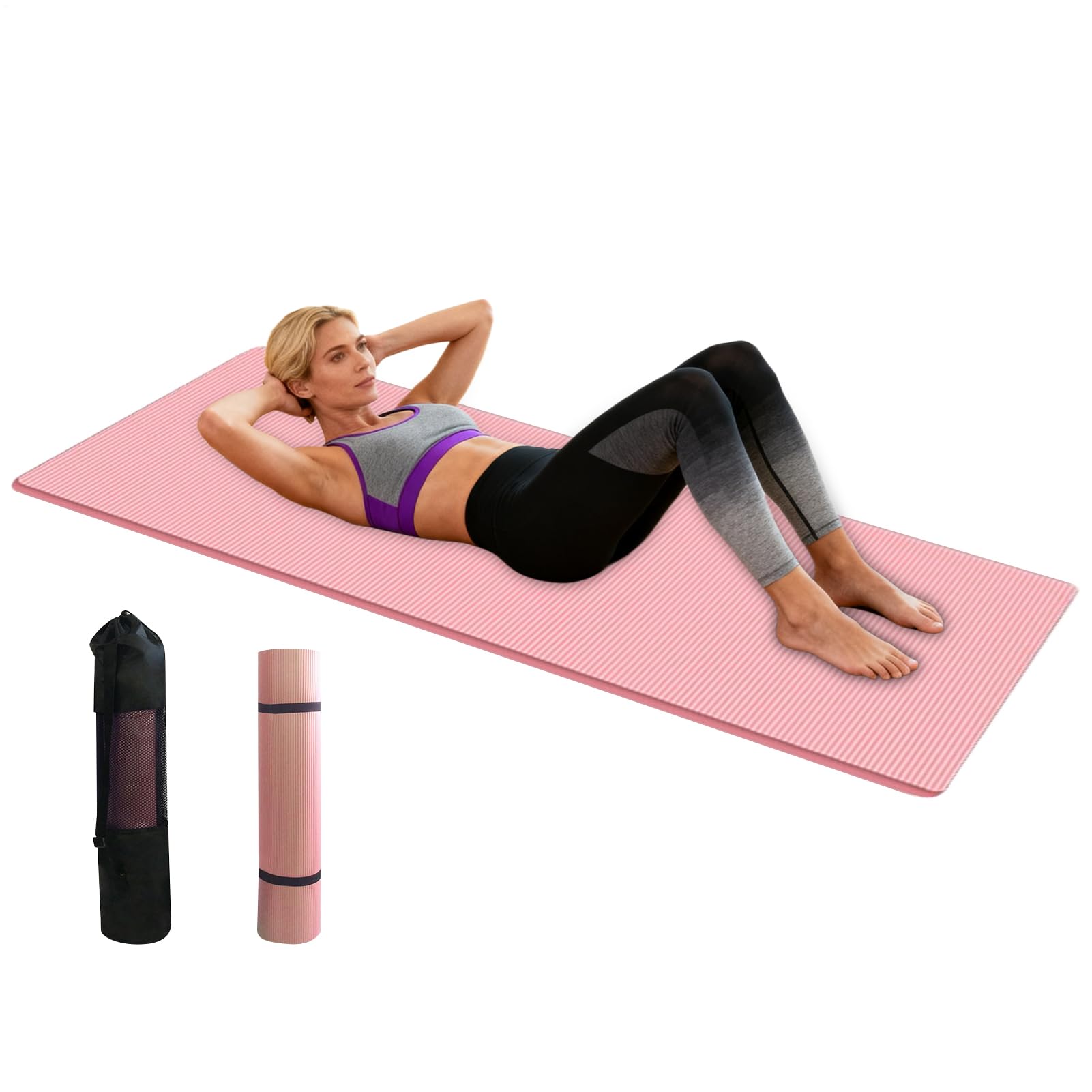 Yogamatte, dick, stoßabsorbierend, 15 mm – Pilates extra dick und leicht | für Heimgymnastik, Muskeltraining, Frauen und Männer