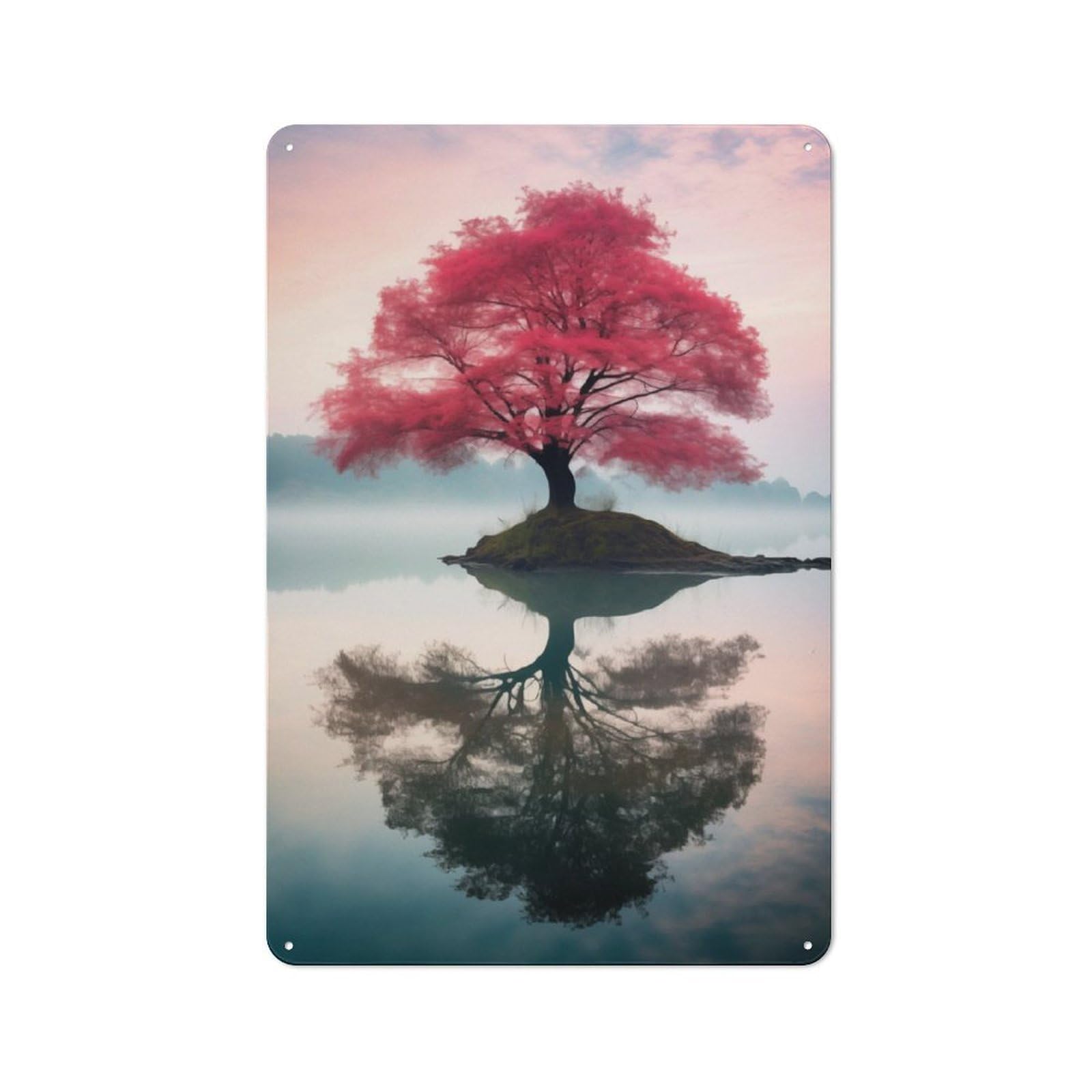 Junmoney The Sakura Tree Of Life Tin Sign 30X20cm For Workshop Wall, Rustic Wall Decor, Suited To Workshop Decor Fans