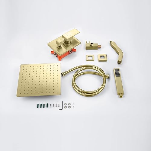 Miniatura 9 de Sistema de ducha de lluvia con ducha de mano, juego de grifo de ducha de baño de 10 pulgadas montado en la pared para baño de lujo, mezclador de