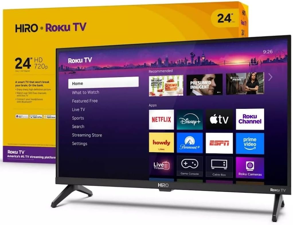 Roku Hiro 24" 720p HD Smart Flat Screen LED TV with Dolby Audio for Streaming, with Wi-Fi, Bluetooth, 60Hz, 3X HDMI Ports - H24C2C4 (Renewed)