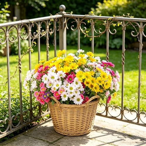 Artificial Mums Flowers for Outdoors, Fake Plants for Outside Decor - image 4