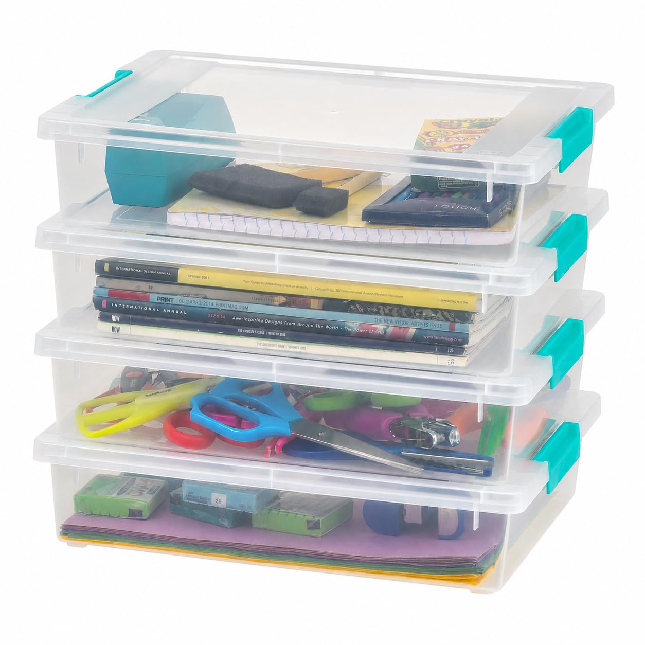 IRIS USA Storage Bins with Lids |Made in USA| 6 Qt - (4-Pack) - Clear