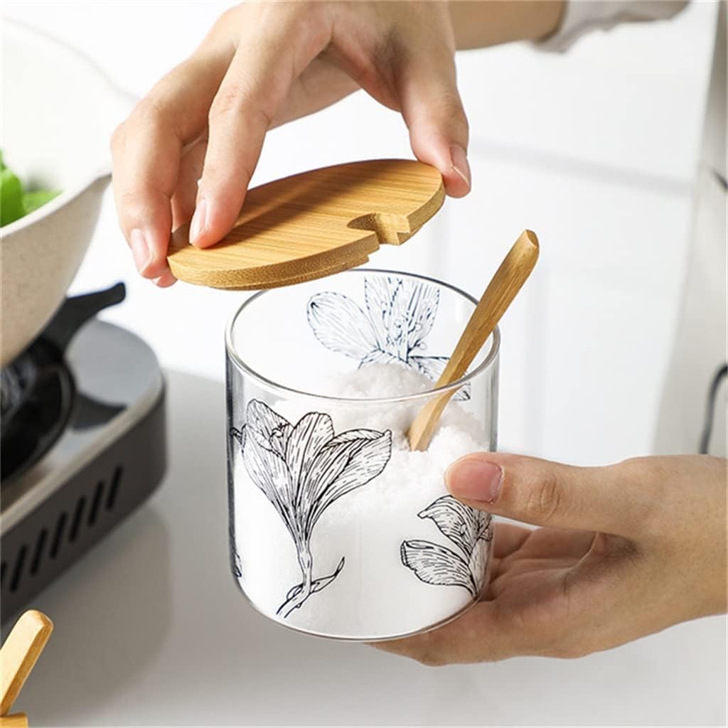 Creative Nordic Glass Seasoning Box Household Pepper Pot Seasoning Pot Set with Iron Rack Kitchen Cooking Tools