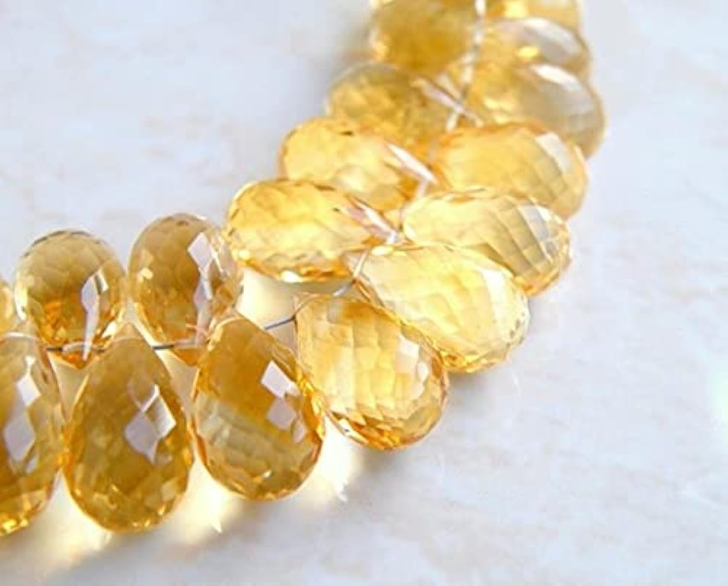 Citrine briolette perle pierre naturelle goutte facettée 12.5-13.5mm x6