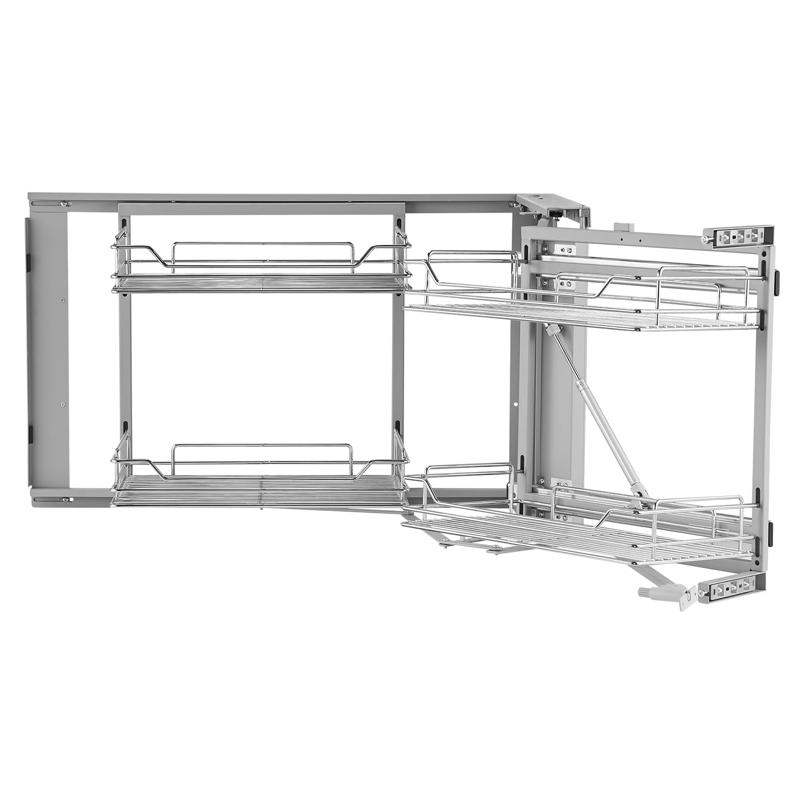 VEVOR Organizer Angolare Cromato 710 mm Forma di Rene, Sngolo Cieco Girevole 360° per Mobiletto Cucina, Ripiano Stoccaggio Regolabile Altezza 2 Livelli, Ripiano in Acciaio Carbonio per Angolo Mobile