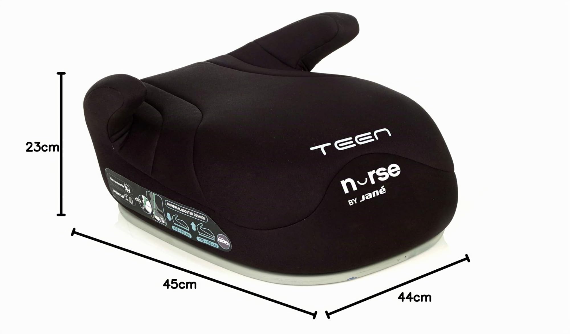 Nurse Teen, Booster, i-Size, Asiento elevador, Alzador coche niño, a Favor de la Marcha, 125-150 cm, 6 12 años, Negro