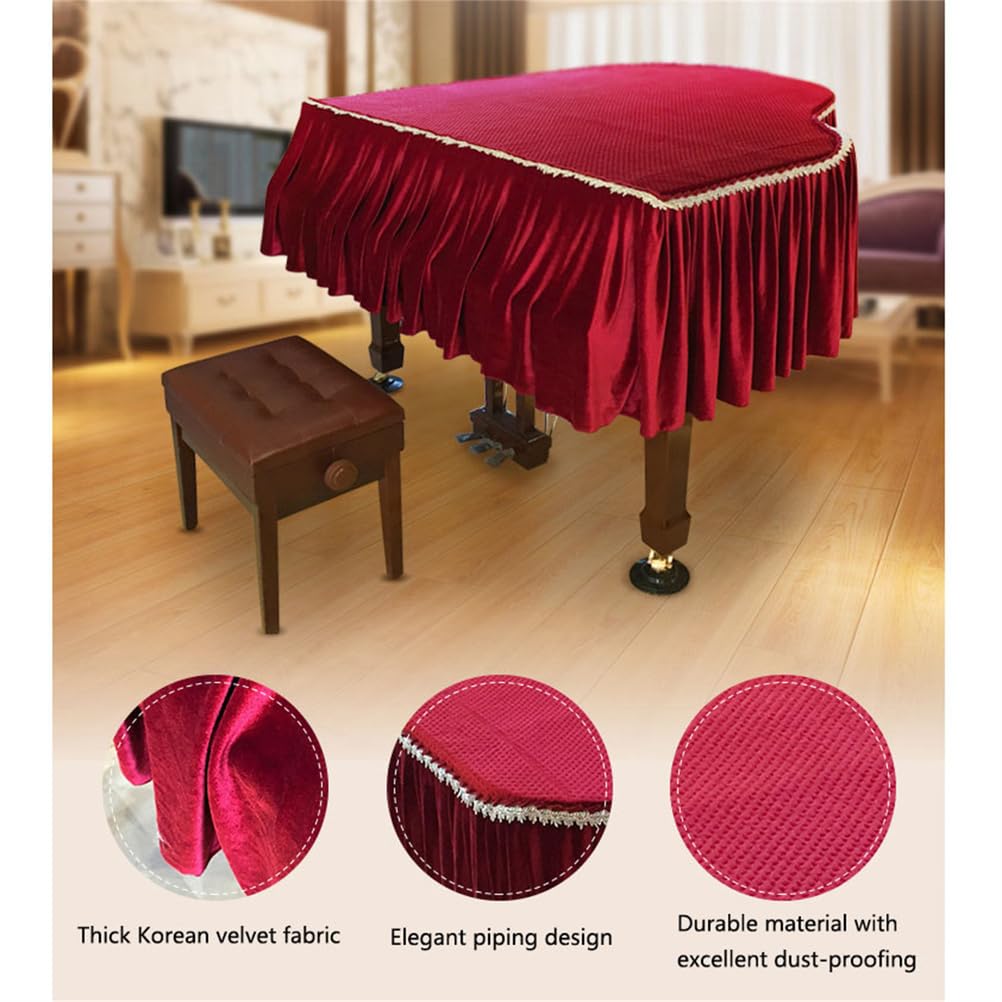 Personalizzata Di Lusso in Velluto Per Pianoforte A Coda, Copertina Protettiva Decorativa in Velluto Spesso A Prova Di Polvere Per Pianoforte A Coda, Indispensabile Per Il Pianoforte,B160,Double stool