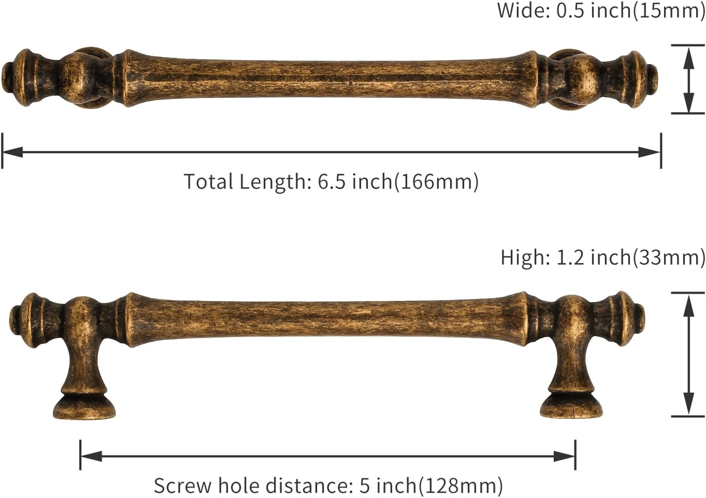 Asidrama 10 Pack 5 Inch(128mm) Antique Brass Kitchen Cabinet Handles, Vintage Retro Cabinet Pulls Kitchen Cabinet Hardware for Cupboard Drawer Pulls