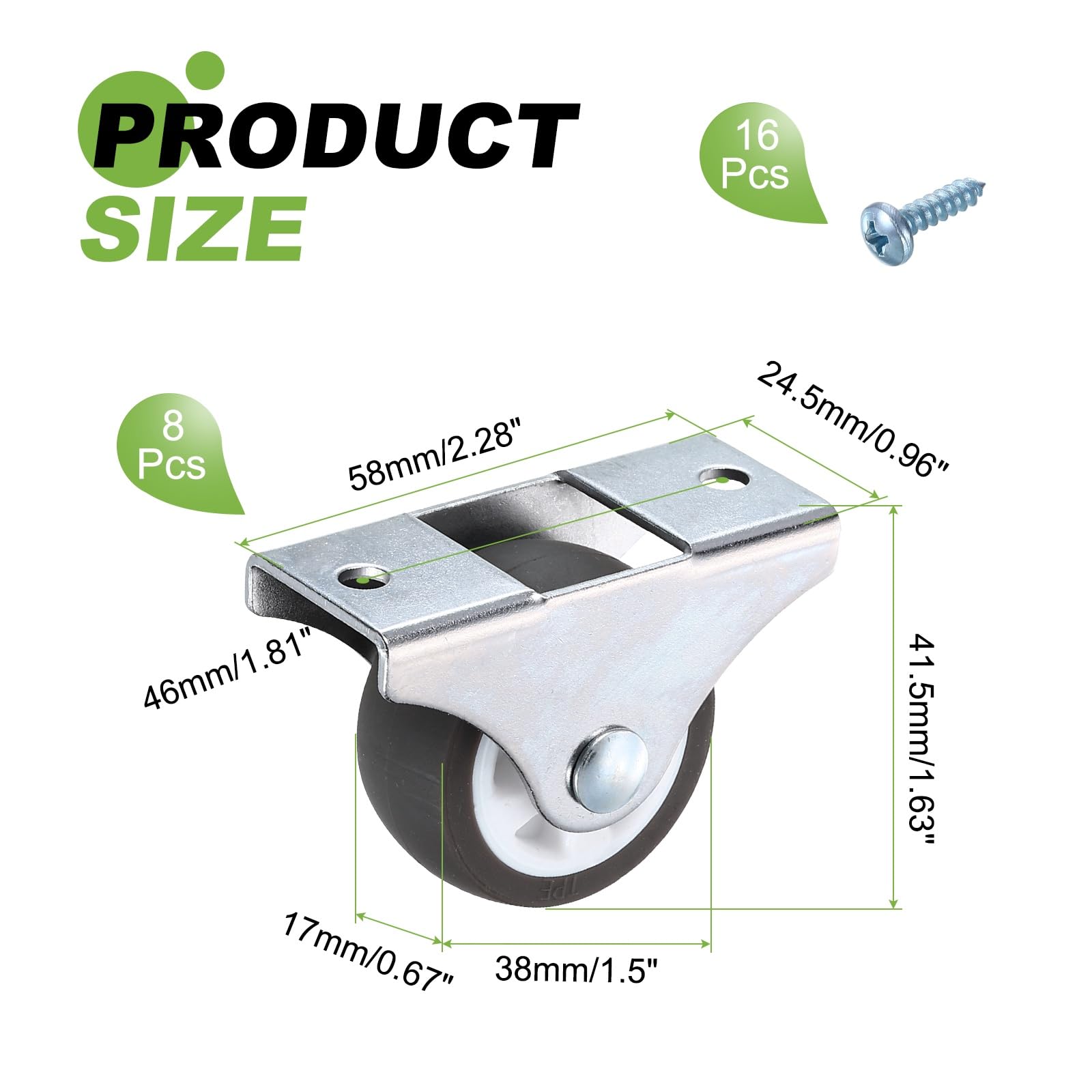 PATIKIL 1.5 Inch Fixed Caster Wheels - Image 2