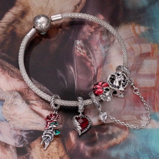 Charm a forma di pesce, in argento sterling 925, smaltato rosso, compatibile con braccialetti con charm Pandora